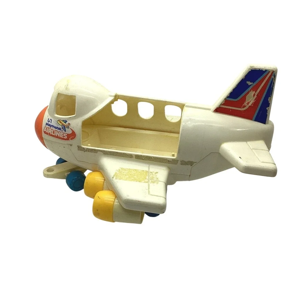 Vintage‎ Playmates Lil Playmates Airlines Airplane White Plastic Toy 1980s
